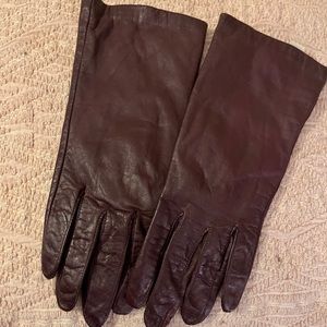 Ladies Three Quarter Length Burgundy Leather Gloves
